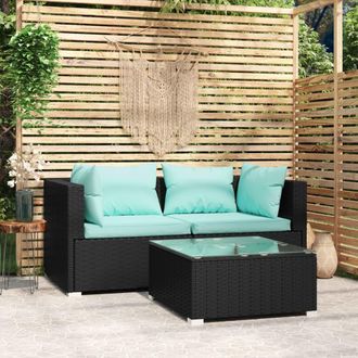 vidaXL 3 Pcs Garden Lounge Set Con Coj&iacute;n De Empuje De Terciopelo