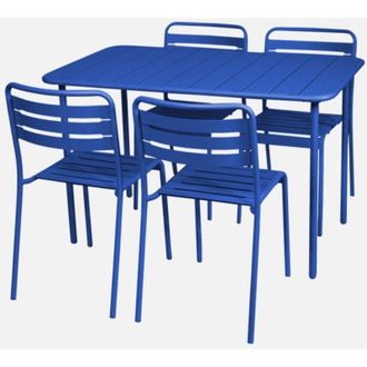 Sweeek Set tavolo da giardino bistrot in metallo con 4 sedie, 120cm