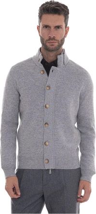 Gran Sasso Cardigan met knopen - Heren - Vesten - Grijs - 3XL - Wol - Truien & Vesten
