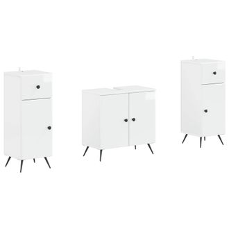 vidaXL Juego De Gabinete De Ba&ntilde;o De 2 Piezas Breda Blanco Brillante Vidaxl