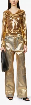 Amylynn Martina High Shine Stretch Long Sleeve Top In Gold