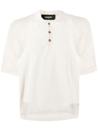 Dsquared2 mesh-insert short sleeved polo shirt - men - Cotton - M - Neutrals
