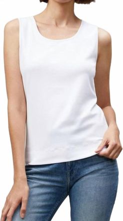Lafayette 148 New York Cotton Rib Scoop Neck Tank Top In White