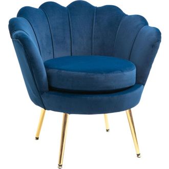 HOMCOM Poltroncina da Camera in Velluto Blu Poltrona Vintage di Design - Homcom