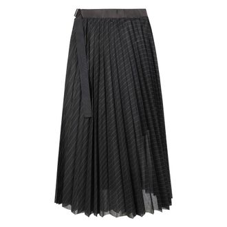 sacai Rokken, Dames, Zwart, M, Organza, Organza Flare Rok