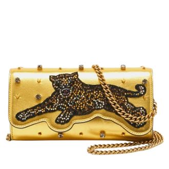 Gucci Pre-owned Leather clutches - Dames - Pre-owned - Geel - Maat: ONE Size Leer