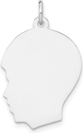 Diamond2Deal 14k White Gold Plain Medium.013 Depth Facing Left Engravable Boy Charm Pendant