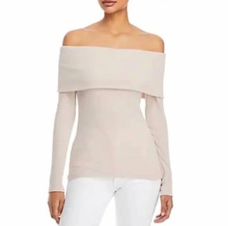 Enza Costa Womens Off Shoulder Ribbed Knit Top In Rose Tan