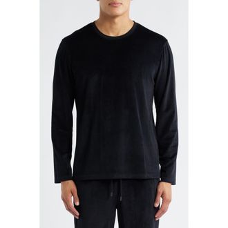 Daniel Buchler Velour Jacquard Long Sleeve Pajama Top in Black at Nordstrom Rack, Size X-Large