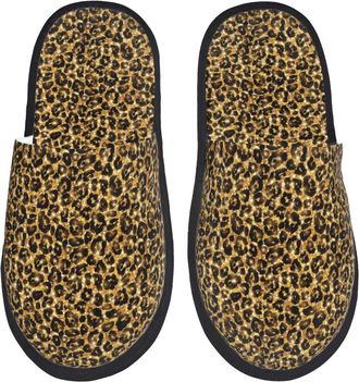 Generic Gold Glitter Leopard Men Women Sliders Cosy House Slippers Breathable Shoes For Indoor Outdoor Bedroom M