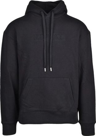 Replay Black Brushed Cotton Hoodie