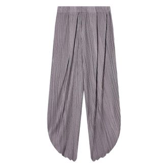 Giorgio Armani Wide Trousers, female, Gray, Size: S Pleated Jersey Trousers