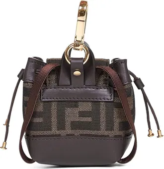 Fendi Womens Brown Nano Backpack Charm Polyester Accessory