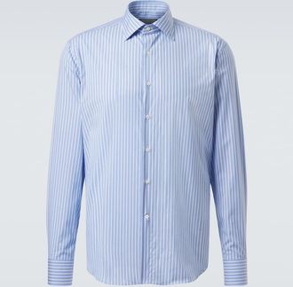 Canali Striped cotton poplin shirt
