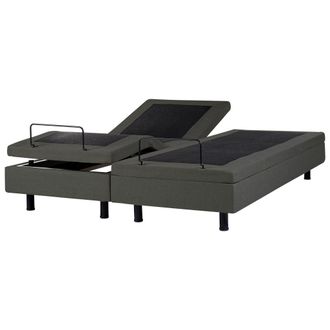 Beliani Cama Articulada El&eacute;ctrica Moderna Mando A Distancia Ajustable Sin Cabecero Poli&eacute;ster Gris Oscuro 180 X 200 Cm Duke Ii
