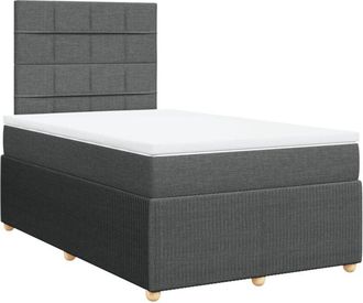 vidaXL Cama Box Spring Con Colch&oacute;n Tela Gris Oscuro 120x200 Cm Vidaxl