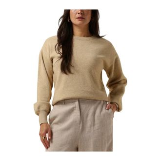 Minus Zand Knit Pullover Stijlvolle Wintertrui - Dames - Ronde hals truien - Beige - XL - Truien & Vesten