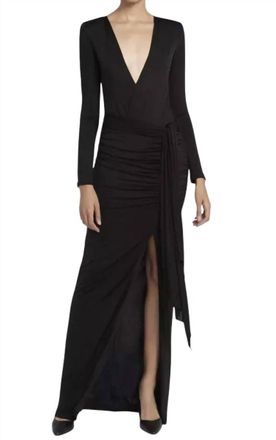 Alice & Olivia Kyra Deep Drapey Maxi Dress In Black