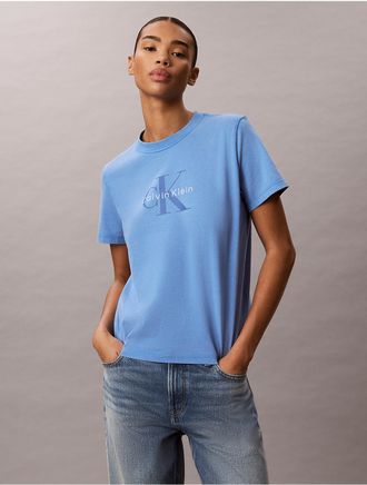 Calvin Klein Jeans Calvin Klein Womens Acid Wash Monologo Tee - Blue - XL