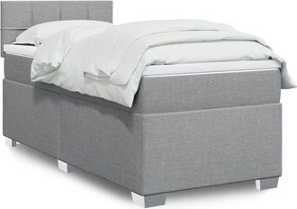 vidaXL Vidaxl - Cama Box Spring Con Colch&oacute;n Tela Gris Claro 100x200 Cm