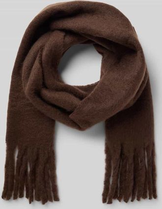 Pieces Schal mit langen Fransen Modell NIKITA in Dunkelbraun, Größe 1