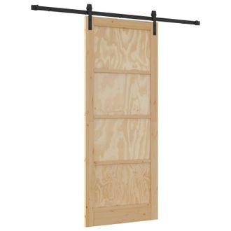 vidaXL Puerta Corredera Natural Y Negro 86 X 211 Cm Vidaxl