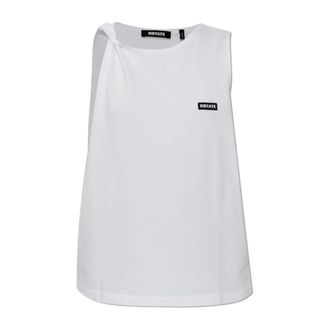 Rotate ROTATE Birger Christensen, Sleeveless Tops, female, White, Size: S Top with Logo Patch