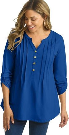 Jessica London Stretch Pleated Tunic in Dark Sapphire at Nordstrom, Size Small
