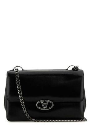 Valentino Garavani Black VLogo Medium Shoulder Bag