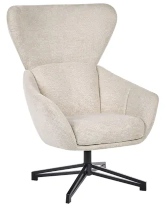 Beliani Poltrona Girevole Mid-century Modern Con Schienale Alto E Seduta A Guscio Beige Chiaro Dalen