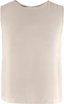 Chanel Cream Silk Sleeveless Shell Top Size XS