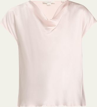 Vince Cowl-Neck Cap-Sleeve Satin Blouse
