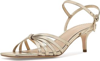 Cinq &agrave; Sept Malia Strappy Metallic Kitten Heel Sandals Womens Sandals Light Gold Metallic : 9.5 M, Leather