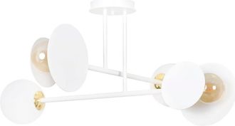 Wonderlamp Plafón de techo moderno con 4 piezas circulares y 1 esfera blanca