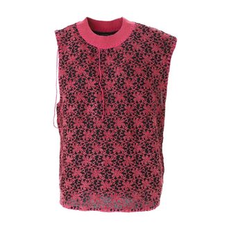 Andersson Bell Flower Ash Vest - male - Andersson Bell - Sleeveless Jumpers - Pink - XL - Knitwear