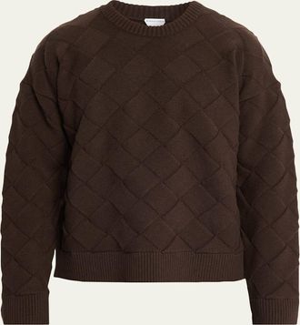 Bottega Veneta Mens Intrecciato Wool Knit Crewneck Sweater