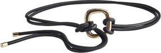 Madewell Sculpted Buckle Leather Tie Belt in True Black at Nordstrom, Size Small