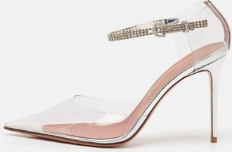 Amina Muaddi Transparent Pvc And Leather Ursina Pumps