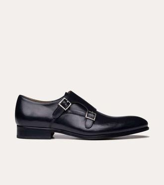 Ace Marks Kurt Plain Toe Monkstrap in Black Antique at Nordstrom, Size 11.5