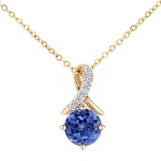 Diamant L'&eacute;ternel Womens 9ct Yellow Gold 0.72ct Created Tanzanite and 0.03ct Diamond Pendant - One Size