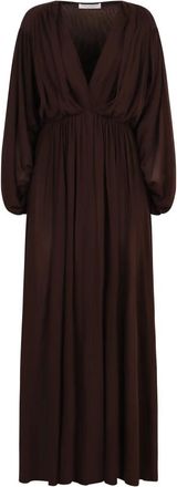 Philosophy di Lorenzo Serafini Wijdvallende Lange Jurk Wijde Mouwen - Dames - Maxi kleedjes - Bruin - XS - Kleedjes