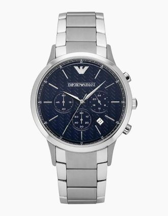 Emporio Armani Mens Emporio Armani AR2486 Renato Chronograph Mens Watch - Silver/Blue/Black