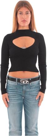 Diesel M-Olina Mock Neck Cutout Sweater - Dames - Ronde hals truien - Zwart - S - Wol - Truien & Vesten