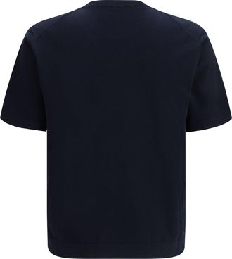 PIACENZA 1733 Mens Short-Sleeve Crewneck Sweater Dark Navy Cotton T-Shirts And Polos