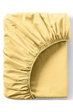 Lands End 417 Thread Count Premium Supima Cotton No Iron Sateen Fitted Bed Sheet in Pale Sunbeam Yellow at Nordstrom, Size Queen
