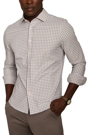 Rhone State of Mind Slim Fit Check Performance Button-Up Shirt in Smokey Olive Plaid at Nordstrom, Size Xx-Large