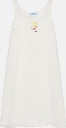 Prada Embroidered linen minidress