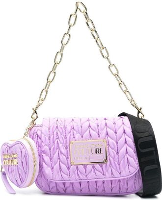 Versace Jeans Couture faux-leather matelassé shoulder bag - women - Polyester/Polyester/Polyurethane Resin - One Size - Purple