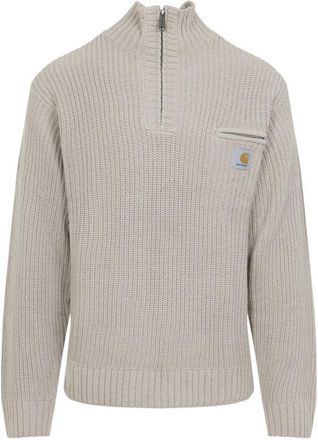 Carhartt Work in Progress Fleur De Sel Grey Detroit Half Zip Sweater