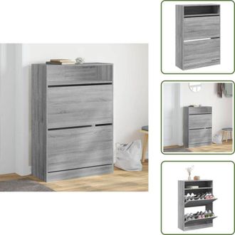 vidaXL Scarpiera in legno - vidaXL Scarpiera 2 Cassetti Ribaltabili Grigio Sonoma 80x34x116 cm - Scarpiera salvaspazio